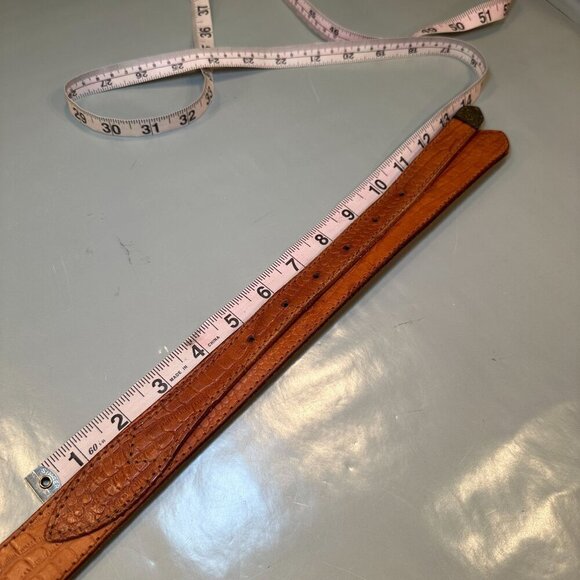 Fiorucci Italy Leather Double Strap Belt Vintage Embossed Brass Floral Accents - Picture 12 of 16